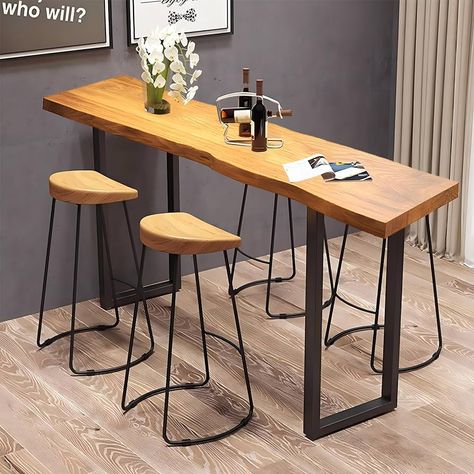 Amazon.com: Generic Bar Table,Bar Height Pub Table with Sturdy Metal Frame,Narrow High Top Table,Rectangular High Top Kitchen & Dining Counter Tables for Bar Pub,Dining Room,Small Space,Narrow Space, Wood : Home & Kitchen Wood Bar Table Kitchen, Dining Room Small Space, Pub Dining Room, Bar Height Pub Table, Counter Tables, High Top Table, Dining Counter, High Bar Table, Minimalist Design Style