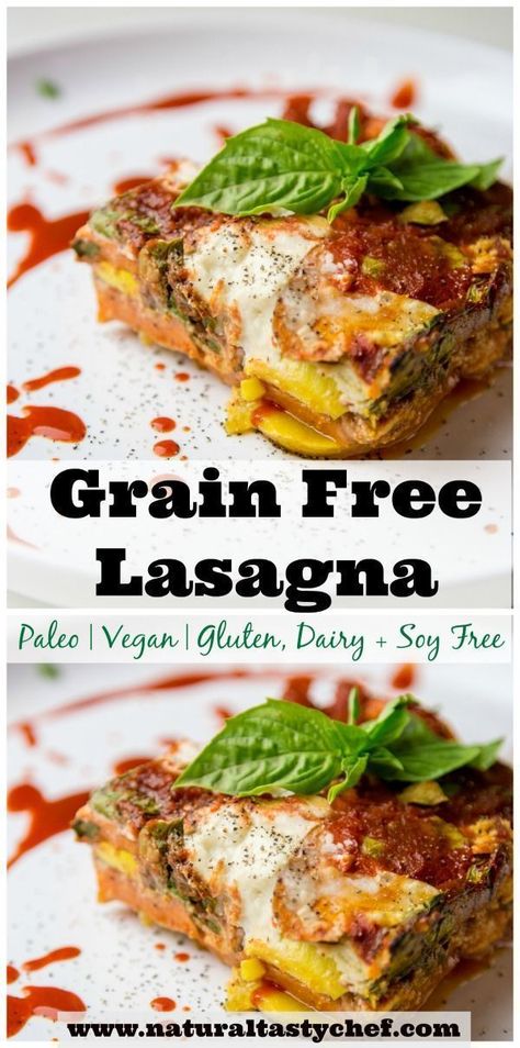 A Vegan, Gluten-Free and Paleo Lasagna recipe that's healthy, satisfying and delicious! Sliced zucchini and sweet potato act as noodles and a creamy cashew "ricotta" acts as the cheese. It's comfort food made healthy! #gluten-free#vegan#lasagna Grain Free Lasagna, Paleo Lasagna Recipe, Paleo Lasagna, Dairy Free Lasagna, Sliced Zucchini, Gluten Free Lasagna, Candida Diet Recipes, Vegan Lasagna, Diner Recept