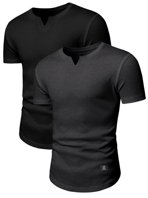 PRICES MAY VARY. Comfortable Material: This men's V neck Athletic T-Shirts is made of high quality polyester cotton blended ribbed fabric, fast dry, stretchable, light weight, soft comfy and durable, ensuring that they'll last you for many summers to come. Slim Fit Design: The Men's Muscle Slim Fit Button Henley Shirts are designed to fit snugly against your body, accentuating your muscles and creating a sleek silhouette that's perfect for any occasion. Multiple occasions: This short sleeve musc Short Sleeve Henley, Muscle T Shirts, Muscle Shirts, Men's Muscle, Henley Shirt, Athletic Shirts, Athletic Fashion, Henley Shirts, Ribbed Fabric