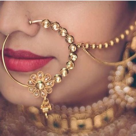 No photo description available. Nath Designs, Bridal Nose Ring, Nose Ring Jewelry, Wedding Jewelery, Indian Jewelry Earrings, Fav Song, Indian Bridal Jewelry Sets, Wedding Day Jewelry, Bridal Accessories Jewelry