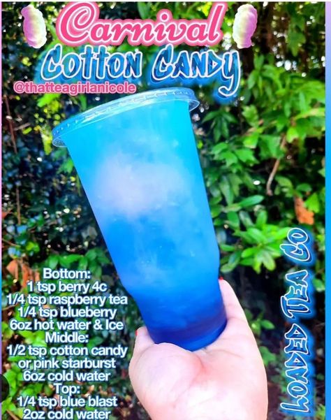 Tiktok Water Recipes, Energy Recipes, Carnival Cotton Candy, Watertok Recipes, Tea Mixes, Water Tok, Water Flavors, Flavored Water Drinks, Herbalife Teas