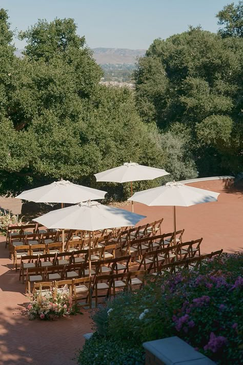 Outdoor summer wedding ceremony with large umbrellas to provide shade | Feathered Arrow Studio #weddingceremonyideas #uniqueandcolorfulweddings #losangelesweddingplanner Ceremony Seating Chart, California Seating Wedding, Winery Wedding Seating Chart, Golf Course Wedding Seating Chart, Please Be Seeded Wedding Seating Chart, Palm Springs Wedding Seating Chart, Wedding Registry Checklist, Summer Wedding Ceremony, Wedding Gown Gallery