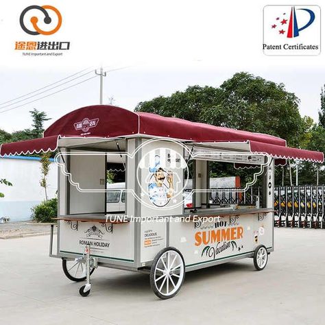 Food Kiosk Design Outdoor, Street Food Kiosk, Food Kiosk Design, Food Carts For Sale, Gerobak Dorong, Mobile Food Cart, Food Truck For Sale, Cart Design, Food Kiosk