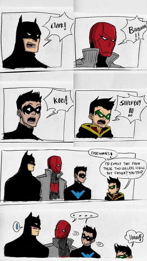 Batman And Robin Funny, Bat Family X Yn, The Bat Family Art, Batman X Yn, Superboy X Robin Kiss, Batman X Talia Al Ghul, Batman Family Comics, Bat Family Comics, Jondami Comic