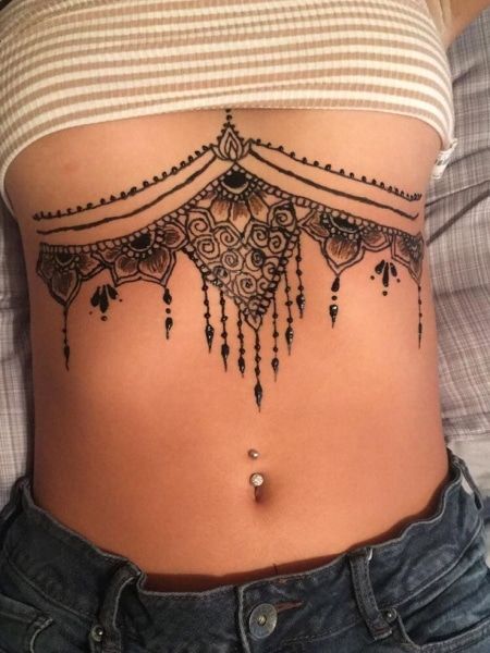 Henna Chest, Tato Paha, Underboob Tattoo Designs, Cute Henna Tattoos, Henna Style Tattoos, Tato Jari, Tattoos To Cover Scars, Tato Henna, The Trend Spotter