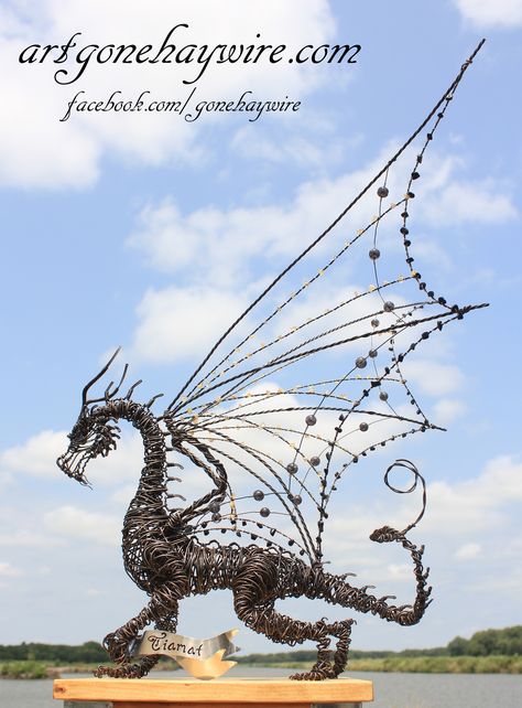 Haywire Dragon Art!  Meet "Tiamat" Wire Dragon, Fantasy Wire, Metal Dragon, Wire Art Sculpture, Ancient Dragon, Dragon's Lair, Art Wire, Dragon Sculpture, Wire Sculpture