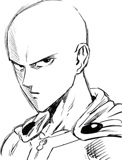 ス Naruto Drawings Easy, Caped Baldy, Yusuke Murata, Pencil Sketches Easy, Saitama One Punch, Saitama One Punch Man, One Punch Man Manga, Man Sketch, Dragon Ball Painting