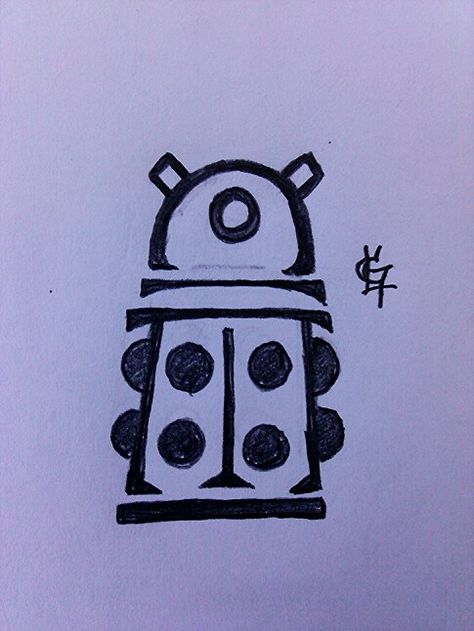 Dr.Who, Dalek tattoo design i did and will be getting soon. Dalek Tattoo, Dr Who Tattoo, Tattoo Ideas Words, Dr Who Dalek, Doctor Who Drawings, Tattoo Ideas Inspiration, Doctor Who Dalek, Words Inspiration, Small Tats