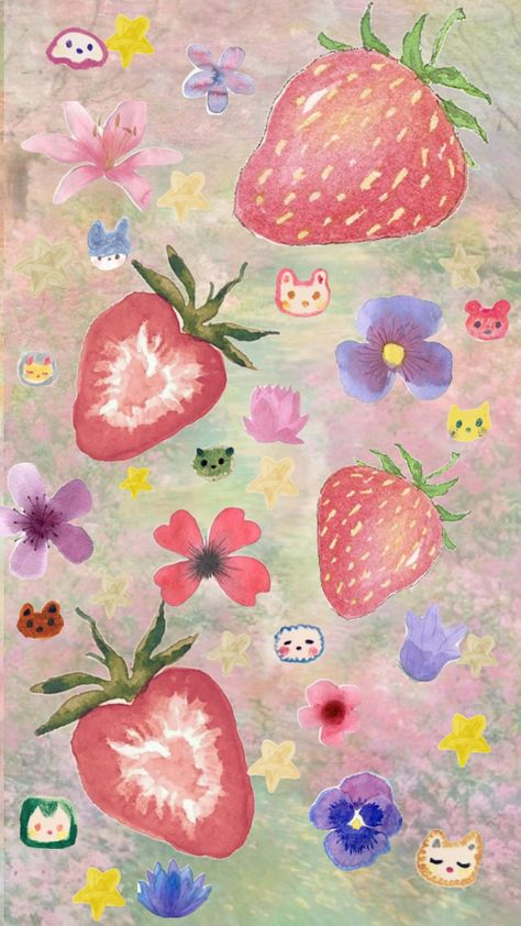 Ipad Widgets, Wallpaper Hippie, Arte Peculiar, Desain Quilling, Strawberry Flower, Phone Wallpaper Pink, Wallpaper Pink, Iphone Wallpaper Themes, Pink Blue Yellow