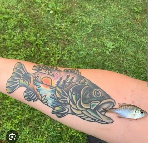 Waterfowl Tattoo, Bass Fish Tattoo, Duck Hunting Tattoos, Bass Tattoo, Blessed Tattoos, Hunting Tattoos, Tiny Fish, Ideas For Tattoos, Tattoos Pictures