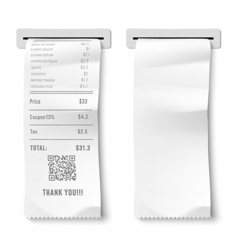 Realistic printed check. transaction rec... | Premium Vector #Freepik #vector #paper #ticket #3d #check Reciept Png, Receipt Png, Receipt Design, Ip Design, Receipt Paper, Payment Receipt, Elements Canva, Bill Template, Money Bill