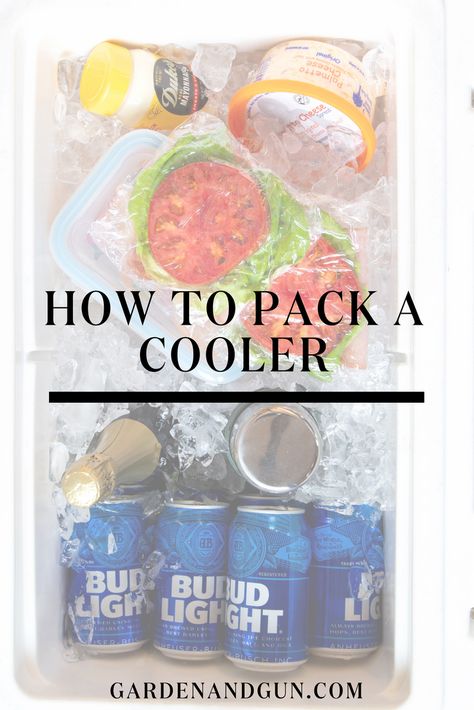 Follow these tips for packing a cooler from Charleston, South Carolina-based outfitter Casey Davidson, and keep your provisions cool all day long. Beach Cooler Packing, Cooler Packing Hacks, Best Way To Pack A Cooler, How To Store Food In Cooler For Camping, Cooler Food, Efficient Packing, Packing A Cooler, Sub Sandwiches, Dasani Bottle