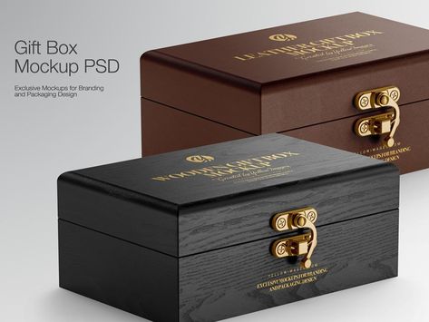 Gift Box Mockup by Andrey Gapon Luxury Box Design, Wood Box Design, Packaging Box Design, Twg Tea, Luxury Box Packaging, Luxury Packaging Design, Wood Gift Box, Gift Box Design, Coffee Corner