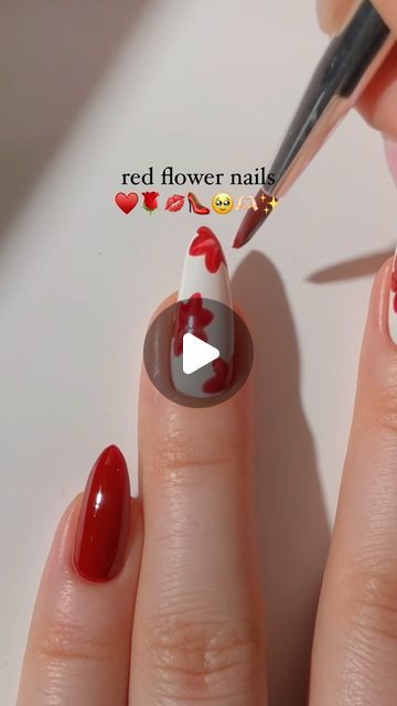 Paula 💅🏻🌙💗 on Instagram: "elegant red flower nails! ♥️🌹✨
i just HAD to do another nail design with the new Fleurwee plant-based gels & what could be better than a flower mani that actually smells like flowers?! <3
— using:
• @melodysusie_official 
deep red gel polish “Rose Red” ♥️
white gel polish “Camellia White” 🤍
gel top coat
(use my code paular12 for 12% off! <3)
#flowernails #rednails #summernails #minimalnails #classynails #nailart #nailarttutorial #nailinspo #naildesign #diynails #fleurweegel #reels" Red Nails White Flowers, Red Flower Nails, Camellia White, Red Gel Polish, White Gel Polish, Nail Polish Art Designs, Hand Nails, Minimal Nails, Nail Polish Art