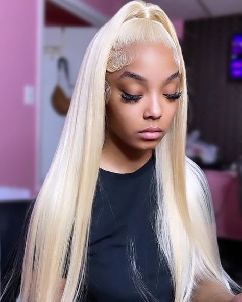 Blonde Half Up Half Down Wig, Half Up Half Down Blonde Wig, High Barbie Ponytail, Barbie Ponytail Hairstyles, Barbie Doll Ponytail, Blonde Frontal Wig, Blonde Frontal, 613 Blonde Wig, Barbie Ponytail