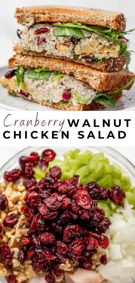 Chicken Walnut Salad Sandwich, Interesting Sandwiches, Cranberry Walnut Chicken Salad, Sugar Fast, Walnut Chicken Salad, Pantry Meals, Greek Yogurt Chicken Salad, Walnut Chicken, Cranberry Chicken Salad