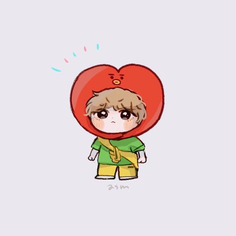 2022 End, Chibi Bts, V Chibi, Taehyung Fanart, Cartoon Sketches, Kpop Drawings, Kawaii Chibi, Pinturas Disney, Chibi Drawings