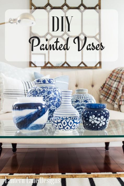 DIY Painted Vases|How to paint dollar store vases #diyhomedecor Diy Painted Vases, Diy Porch Decor, Diy Home Accessories, Clear Vases, Diy Home Decor Bedroom, Family Room Decorating, Painted Vases, Diy Vase, Diy Curtains