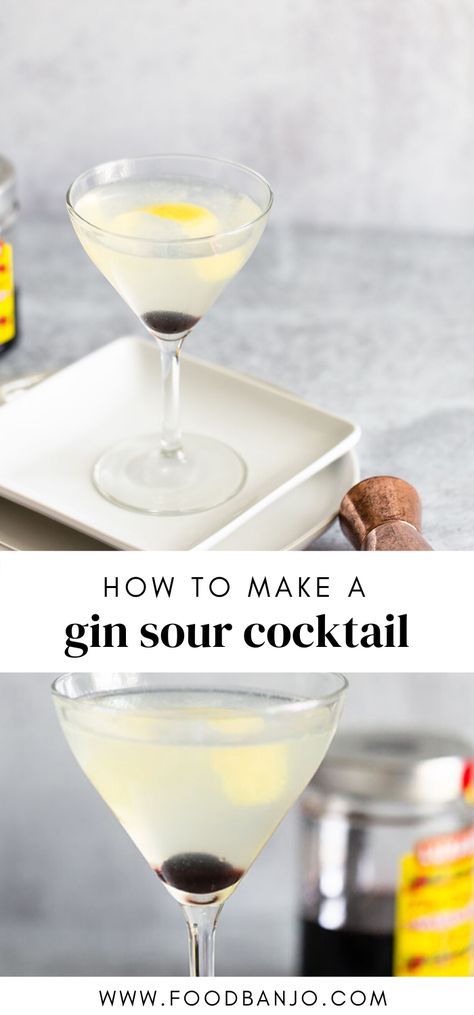 Easiest Cocktails, Gin Sour Recipe, Gin Sour, Coctails Recipes, Gin Recipes, Gin Tasting, Mocktail Recipes, Measuring Ingredients, Cocktail And Mocktail