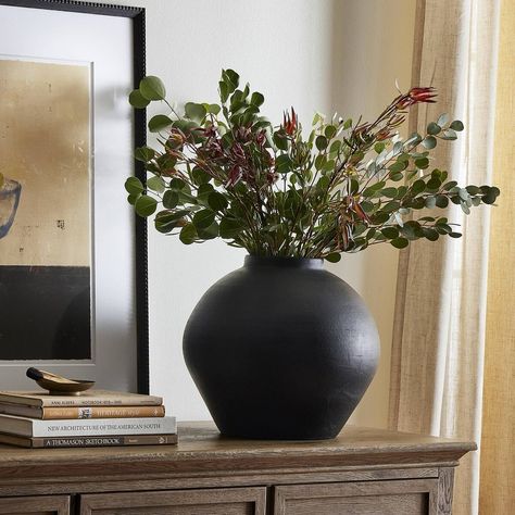 New stock is arriving daily and this gorgeous vase is just a sample of the beautiful new decor in store. Come visit, we would love to see you. Black Vase With Flowers, Pine Dining Table, Cabinet Dining Room, Vase With Flowers, Amber Lewis, Bedroom Sideboard, Wall Art Wallpaper, Black Vase, Amber Interiors