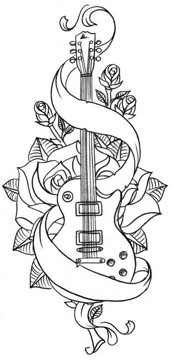 Draw Tattoo, Tattoo Music, Tattoo Coloring Book, Tattoo Templates, Music Drawings, Skulls Drawing, Trendy Tattoo, Adult Coloring Designs, Music Coloring