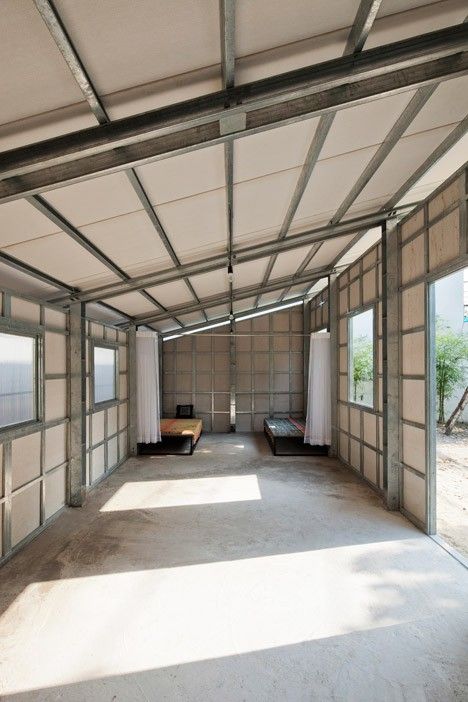 Alternative Architecture, Vtn Architects, Vo Trong Nghia, Pre Fab Tiny House, Steel Building Homes, Lattice Structure, Low Cost Housing, Steel Frame House, Steel Framing