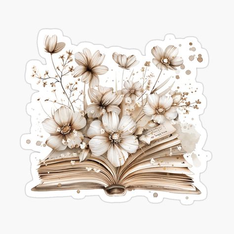 Get my art printed on awesome products. Support me at Redbubble #RBandME: https://www.redbubble.com/i/sticker/Floral-Book-Stickers-Neutral-book-sticker-by-OliveBloon/163189821.EJUG5?asc=u Journal Printables Stickers Aesthetic Books, Study Stickers Aesthetic, Brown Aesthetic Journal Sticker, Aesthetic Flower Stickers Printable Vintage, Stickers Aesthetic Printable, Aesthetic Floral Stickers Printable, Brown Flowers Aesthetic Sticker, Study Stickers, Book Stickers