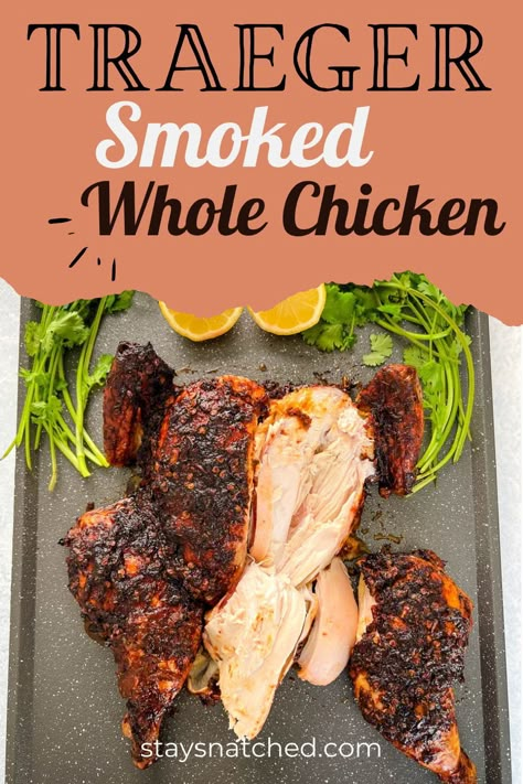 Smoker Recipes Chicken, Smoked Whole Chicken, Smoker Grill Recipes, Smoked Chicken Recipes, Whole Chicken Recipe, Pellet Smoker Recipes, Meat Ideas, Traeger Grill Recipes, Smoked Recipes