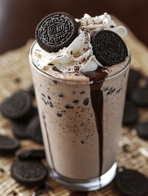 Cookies & Cream Frappuccino 🔹   𝗜𝗻𝗴𝗿𝗲𝗱𝗶𝗲𝗻𝘁𝘀 🔹 • 2 cups of ice cubes • 1 cup of milk • 2 tablespoons of sugar • 1/2 teaspoon of vanilla extract • 8 Oreo cookies • 2 tablespoons of chocolate syrup • Whipped cream (for topping) • Additional Oreo cookies (for garnish) Directions 1. Put ice cubes, milk, sugar, vanilla extract, and Oreo cookies in a blender. 2. Blend everything until smooth and creamy. 3. Drizzle chocolate syrup inside a glass. 4. Pour the blended mixture into the glass. Cup Of Milk, Cookies Cream, Tastemade Recipes, Food Therapy, Yummy Comfort Food, Starbucks Recipes, Sweet Snacks Recipes, Healthy Sweets Recipes, Food Drinks Dessert