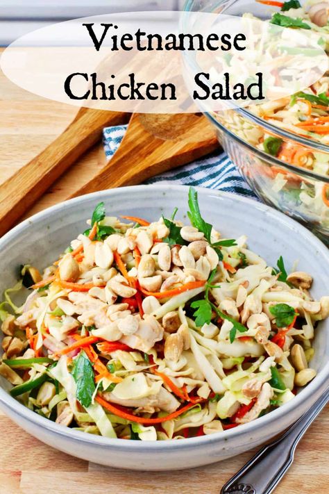 Vietnamese Chicken Salad (Goi Ga) Vietnamese Chicken Salad, Asian Inspired Salad, Ramen Salad, Ramen Noodle Salad, Thai Chicken Salad, Asian Chicken Salads, Chinese Chicken Salad, Almond Chicken, Avocado Tomato Salad