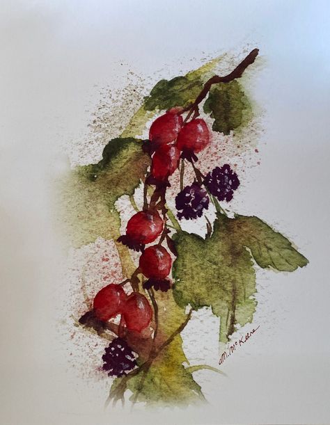 - Signed 8x10 Print of original Autumn Berries watercolor painting  - Printed on 88lb Polar Matte Red River paper  - Comes unframed - Packaged in a cello sleeve and mailed in a rigid envelope for protection  - Perfect gift for any occasion Blackberry Painting, Berry Water, Autumn Berries, Watercolor Paintings Easy, Wine Art, Matte Red, Watercolor Trees, Autumn Painting, Red River