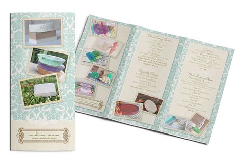 This trifold brochure designed for print, showcases all of the soaps and skincare products available from Madison Avenue Soaps. Vintage and slightly distressed elements help underly the handmade qualities of the soap products. The brochure has a very organic feel to it, while still detailing the products in a clearly and concisely. #graphicdesign #shabbychic #shabbychicdesign #graphicart #designinspiration #design #business #trifold #brochure #pamphlet #soap #organic #feminine #ornate #delicate Vintage Brochure, Brochure Sample, Goat Soap, Brochure Trifold, Trifold Brochure Design, Pamphlet Design, Homemade Soap Recipes, South Jersey, Wordpress Website Design