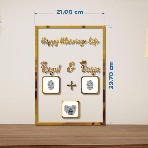 Couple Thumb Impression Gift (21 Cm X 29.7 Cm)| Wedding Thumb Print | Couple Gift| Finger Print Gift| Personalized Text | Golden Metal Design| Anniversary Gift Gift 21, Saree Pose, Wedding Finger, Thumb Print, Thumb Prints, Marriage Gifts, Finger Print, 21st Gifts, Marriage Life