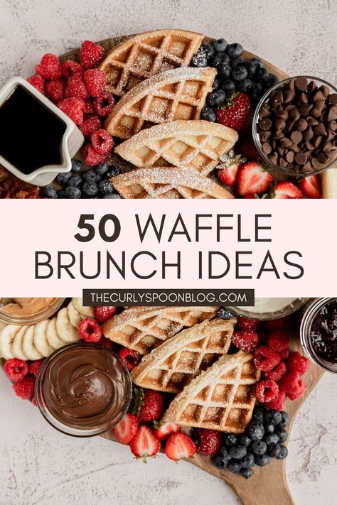 Waffle Display Ideas, Waffle Bar Ideas Brunch Party Breakfast, Waffle Brunch Party, Waffle Station Brunch Party, Waffle Brunch Ideas, Waffle Bar Ideas Brunch Party, Breakfast Bar Ideas Food Brunch Party, Waffle Bar Toppings, Waffles Toppings