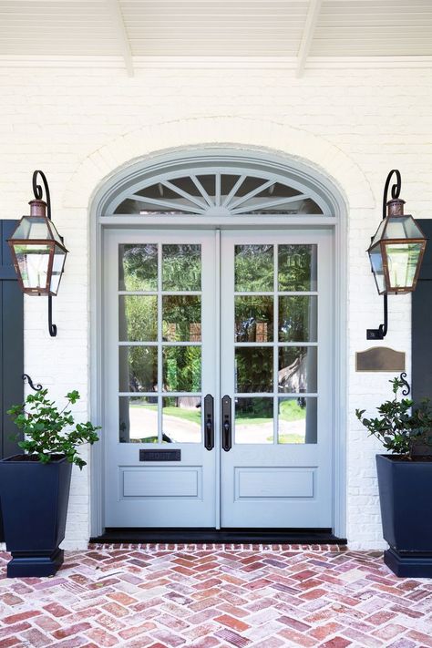 Benjamin Moore Cape May Cobblestone Benjamin Moore Cape May Cobblestone, Cape May Cobblestone, Coastal Front Door, Front Door Light, Front Door Lighting, Traditional Front Doors, Door Light, Door Paint Colors, Exterior Remodel