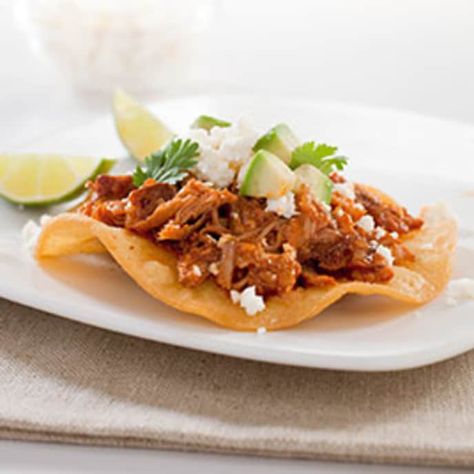 Spicy Mexican Shredded Pork Tostadas (Tinga) With Homemade Chorizo | America's Test Kitchen Pork Tinga Recipe, Mexican Shredded Pork, Pork Tostadas, Tinga Recipe, Homemade Chorizo, Tostada Recipes, Barbecue Pulled Pork, America's Test Kitchen Recipes, Shredded Pork