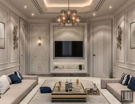 Arabian Majlis on Behance Classic Interior Design Living Room, Arabic Living Room, Drawing Room Decor, Classy Living Room, Wall Decoration Ideas, Latest Living Room Designs, Luxury House Interior Design, Luxury Living Room Design, Classic Interior Design