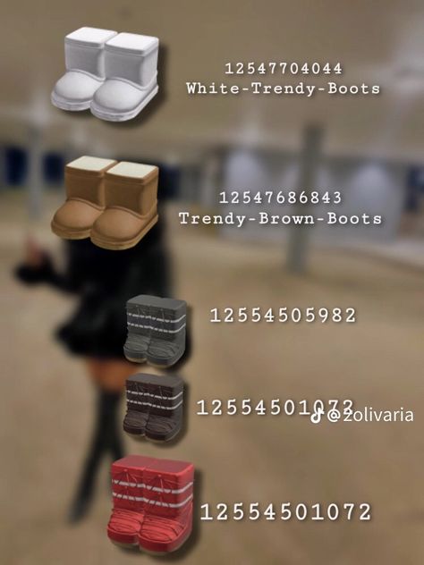 Ethereal Heels, Trendy Brown Boots, Shoe Codes, Pants Codes, Brown Hair Roblox, Uggs Ugg, Blocksburg Outfit Codes￼, Boots Code, Blocksburg Room Ideas￼