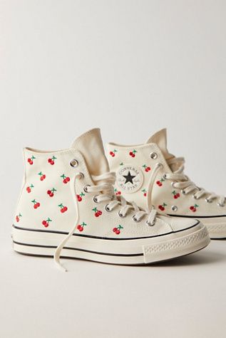 Shop our Chuck 70 Cherries Sneakers at FreePeople.com. Boho clothing for the creative spirit- free worldwide shipping. Cherry Converse, Cutest Shoes, Chuck 70, Boho Clothing, Christmas List, Cute Shoes, Boho Outfits, Converse, Cherry