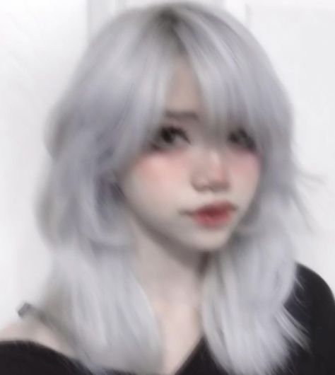 Wolf Cut, White Hair, Hair, White, Black