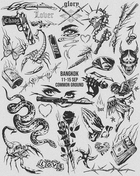 Rabe Tattoo, Tato Flash, Emo Tattoos, Tattoo Catalog, Flash Sheets, Simple Tattoos For Guys, Single Line Tattoo, Graffiti Tattoo, Sharpie Tattoos