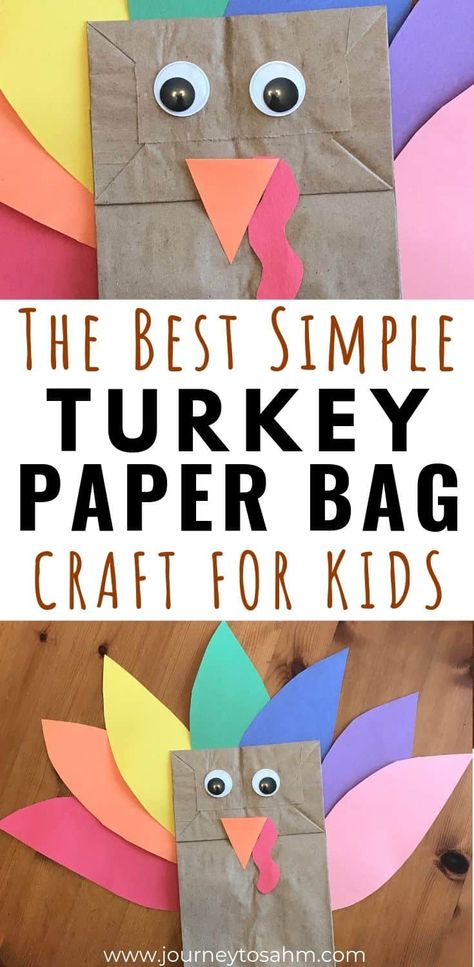 Easy Thanksgiving crafts for children. Put this cute homemade turkey craft together that’s perfect for preschoolers and toddlers. Teach your child to be thankful for family with 2 ideas included for prek and elementary ages. #thanksgivingcrafts #turkeycrafts #toddlercrafts #preschoolcrafts Turkey Craft For Toddlers, Paper Bag Turkey Craft, Thanksgiving Kids Crafts, Paper Bag Turkey, Thanksgiving Crafts For Toddlers, Thankful For Family, Fun Thanksgiving Crafts, Craft For Toddlers, Crafts For Children