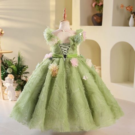 Princess Gown For Kids, Beauty Pageant Dress, Gown For Kids, Birthday Princess Dress, Yellow Evening Dresses, Girl Green Dress, Beauty Pageant Dresses, Grey Evening Dresses, Champagne Evening Dress