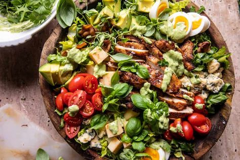 Chicken Cobb Salad with Avocado Ranch | halfbakedharvest.com Creamy Avocado Ranch Dressing, Avocado Cilantro Dressing, Chicken Cobb Salad, Half Baked Harvest Recipes, Avocado Ranch, Salad With Avocado, Bacon Tomato, Harvest Recipes, Half Baked