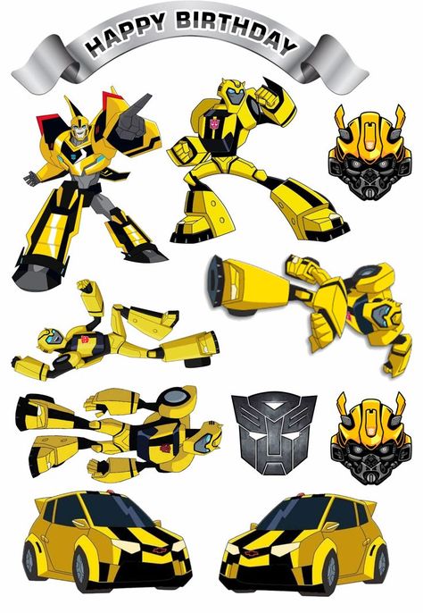 Bumble Bee Transformer Cake, Transformers Birthday Cake, Bumble Bee Cake, Transformers Cake, Transformers 5, Transformer Birthday, Bee Cakes, Ballerina Birthday Parties, Birthday Cake Topper Printable