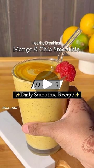 Healthy Smoothie Recipes on Instagram: "Day 3 of sharing a new smoothie recipe to help you stay healthy and feeling your best.

Follow @smoothieebible for more healthy smoothie recipe ideas.

🌟 save for later 🌟

Ingredients:
1 cup Frozen mangoes
1/3 cup Fresh Mango pulp
1/3 cup Low fat greek yogurt
1/3 cup Semi skimmed milk
1/2 cup soaked Chia seeds ( 2 tbsp chai seeds soaked in water)

glaze:
-1/2 cup raspberries

Follow @smoothieebible for more daily smoothie recipe ideas.

🫶 Share this with a friend for their next smoothie.

C @shadi_faleel

#smoothie #smoothies #smoothierecipes #smoothietime #dailysmoothie #healthysmoothies #healthyrecipes #healthyeating #easyrecipes #breakfastsmoothie #breakfastsmoothies #nutrition #detoxsmoothie #detoxsmoothies" Daily Smoothie, Healthy Smoothie Recipe, Soak Chia Seeds, Skimmed Milk, Mango Pulp, Healthy Smoothie Recipes, Sorbet Recipes, Healthy Smoothie, Breakfast Smoothies