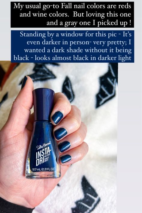 Sally Hansen Insta-Dri Nail Color … curated on LTK Nails Shimmer, Mommy Tips, Nail Shimmer, Blue Nail Polish, Blue Nail, Top Nail, Fall Nail Colors, Color Pick, Dark Shades