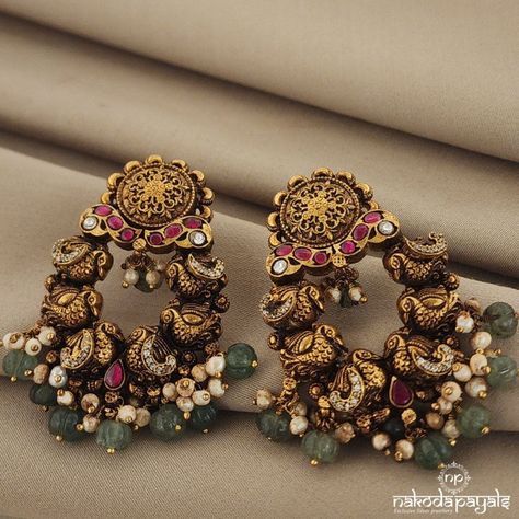 Silver Gold Plated Earrings – Page 11 – Nakoda Payals Ear Chains Indian Gold Temple Jewellery, Antique Gold Earrings Simple, Antic Jewellery Designs, Fancy Gold Jewellery, Nakshi Earrings, Earrings Gold Indian, Durga Chalisa, Big Earrings Gold, Nakoda Payals