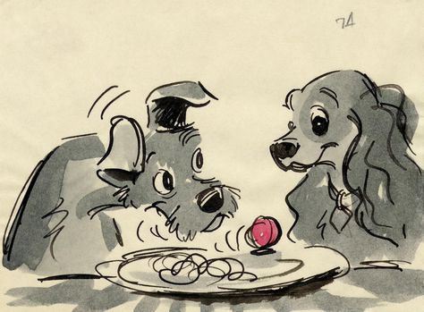 Lady and the Tramp concept art Concept Art Disney, Walt Disney Characters, Disney Artwork, Disney Sketches, Disney Concept Art, Disney Animals, Walt Disney Animation, Walt Disney Animation Studios, Walt Disney Studios