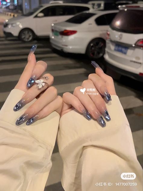 Blue Douyin Nails, Nail Douyin, Douyin Nails, Dance Nails, Nailart Ideas, Pretty Gel Nails, Really Cute Nails, Jelly Nails, Nail Swag